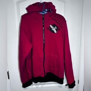 Hayabusa Fightwear Red Zip Up Hoodie Graphic Logo Hooded Sweatshirt M